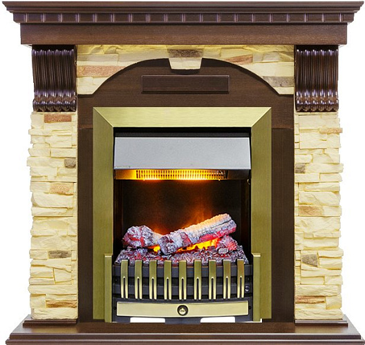 Dimplex Dublin очаг Danville Antique Brass FB2 слоновая кость с патиной/сланец крем_1